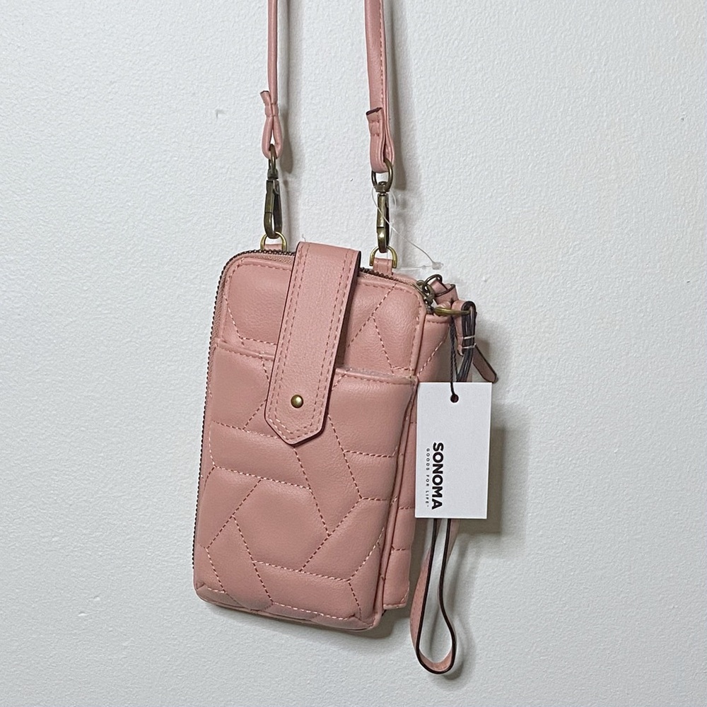 Sonoma Pink Quilted Wallet Crossbody Bag